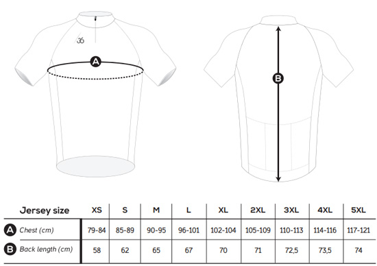 Cycling Jersey size chart